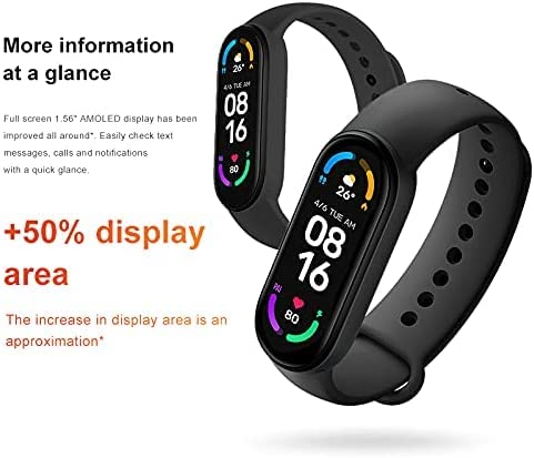 Xiaomi Mi Band 6, Smart Band 6 Versión Global Pulsera de Actividad, Detección de Oxígeno en Sangre, Monitor de Frecuencia Cardíaca, Monitor de Sueño, Pantalla a Color AMOLED de 1,56", 5 ATM