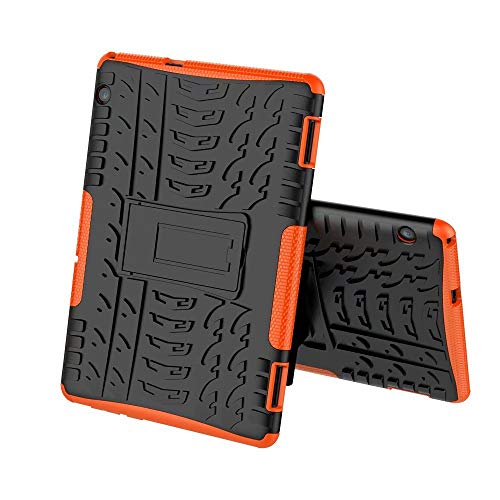 XITODA Funda Huawei MediaPad T5 10, Hybrid Rugged Armor Duro PC + TPU Silicone Back Case Cover Carcasa para Huawei MediaPad T5 10 2018 Tablet Funda con Kickstand - Naranja