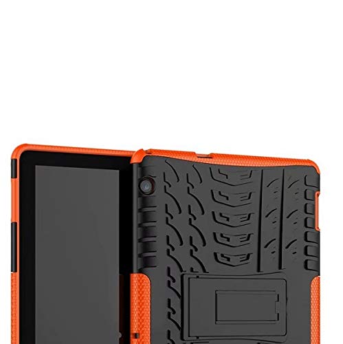 XITODA Funda Huawei MediaPad T5 10, Hybrid Rugged Armor Duro PC + TPU Silicone Back Case Cover Carcasa para Huawei MediaPad T5 10 2018 Tablet Funda con Kickstand - Naranja