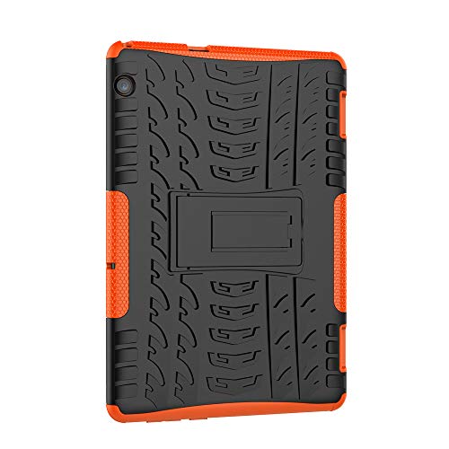 XITODA Funda Huawei MediaPad T5 10, Hybrid Rugged Armor Duro PC + TPU Silicone Back Case Cover Carcasa para Huawei MediaPad T5 10 2018 Tablet Funda con Kickstand - Naranja