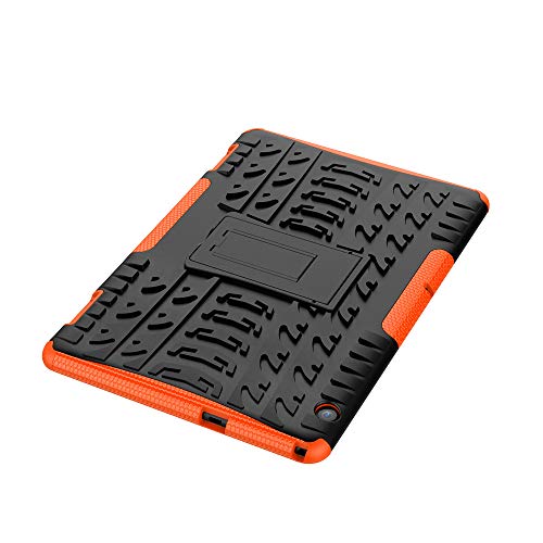 XITODA Funda Huawei MediaPad T5 10, Hybrid Rugged Armor Duro PC + TPU Silicone Back Case Cover Carcasa para Huawei MediaPad T5 10 2018 Tablet Funda con Kickstand - Naranja