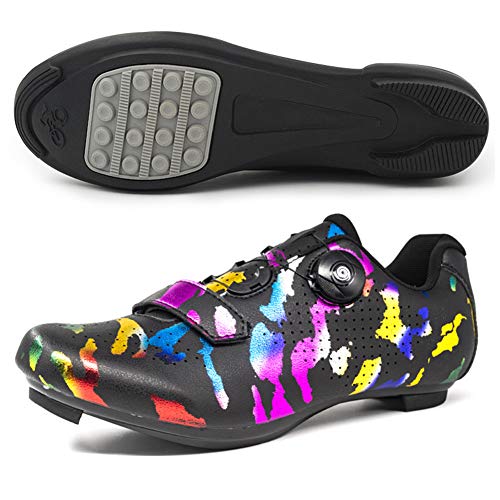 XLH Zapatillas De Ciclismo Suela De Goma Specialized MTB Shoes De Montaña Cerradura Spinning Shoe Pedal Set Universal,Rosado,EU42