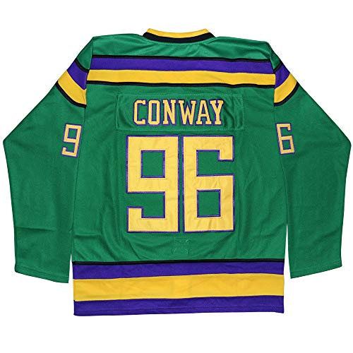 (XX-Large, Green) - Charlie Conway 96 Mighty Ducks Ice Hockey Jersey S-XXXL