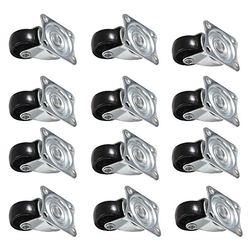 Yahee 12pcs Ruedas para Muebles 25 mm Ruedas Giratorias Goma Pequeñas Ruedas de Sillas Ruedas de Transporte para Carritos