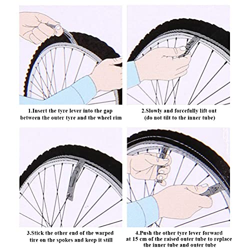 YANSHON Ruedas Palancas Neumáticos de Bicicleta 4PCS Llaves de Palanca Bicicleta, Removedor Llantas de Bicicleta, Desmontadores Neumáticos Removedor Bicicletas, Kit Palancas de Reparación Ruedas