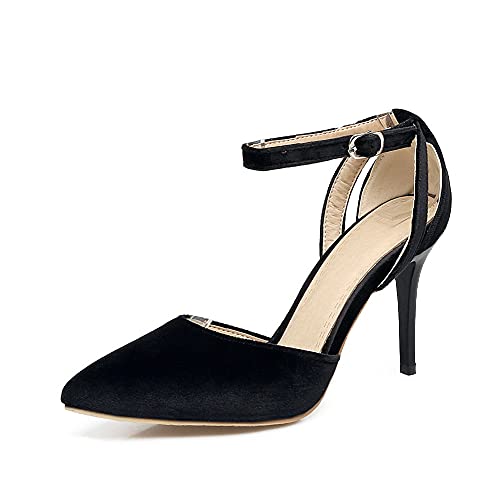 Yawors Zapatos de Tacón Aguja Alto conPonerse Aguja Puntera Cortada LC66 para Mujeres Negro - 37.5 EU