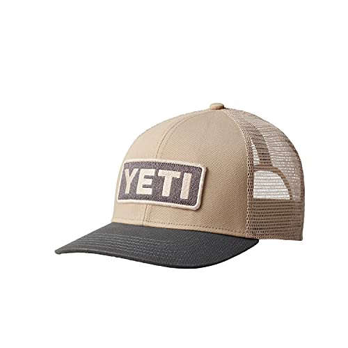 YETI Logo Badge Sombrero de camionero de perfil medio con borde de Bureo, Sharptail Taupe/Gris, talla única