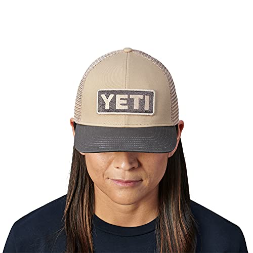YETI Logo Badge Sombrero de camionero de perfil medio con borde de Bureo, Sharptail Taupe/Gris, talla única