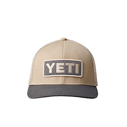 YETI Logo Badge Sombrero de camionero de perfil medio con borde de Bureo, Sharptail Taupe/Gris, talla única