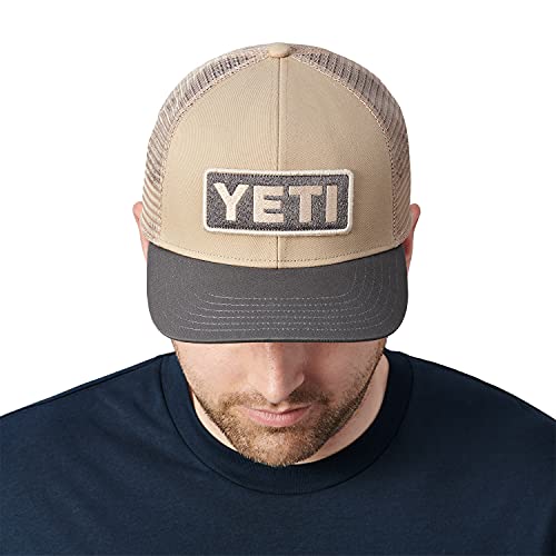 YETI Logo Badge Sombrero de camionero de perfil medio con borde de Bureo, Sharptail Taupe/Gris, talla única