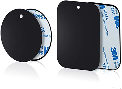 Yianerm 3M Adhesivo 4 Paquetes de Placa de Metal Delgada para Soporte magnético para teléfono de Coche (2 Redondo y 2 rectangulares)