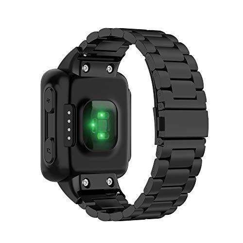 Yikamosi Compatible con Garmin Forerunner 35 Correa/Forerunner 30 Correa,liberación rápida Pulsera de Acero Inoxidable Pulsera de Repuesto para Garmin Forerunner 35/Forerunner 30,Negro