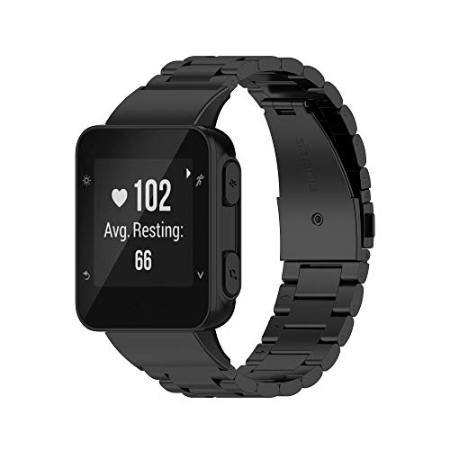 Yikamosi Compatible con Garmin Forerunner 35 Correa/Forerunner 30 Correa,liberación rápida Pulsera de Acero Inoxidable Pulsera de Repuesto para Garmin Forerunner 35/Forerunner 30,Negro