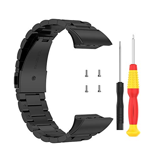 Yikamosi Compatible con Garmin Forerunner 35 Correa/Forerunner 30 Correa,liberación rápida Pulsera de Acero Inoxidable Pulsera de Repuesto para Garmin Forerunner 35/Forerunner 30,Negro