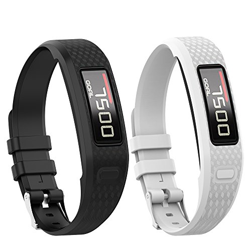 Yikamosi Compatible con Garmin vivofit 1/vivofit 2 Correa,de Silicona Suave Correa de Reloj Respirable Reemplaz Atar con Correa para Garmin vivofit 1/vivofit 2(Large,Balck+White)