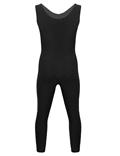 YiZYiF Maillot de Ballet para Hombres Mono Cuerpo Completo Chicos Leotardo de Danza Unitard Ajustado Ropa Bailarina Adulto Negro Medium