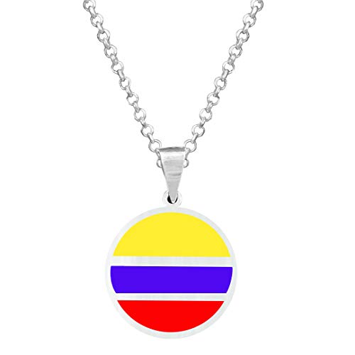 Yo Me Quedé en Casa Colgante Plata Bandera Colombia 18mm | Colgante Hombre Plata | Colgante Plata Mujer | Collar Personalizado |Bandera de Colombia| Regalo Original (Personalizado, 60)