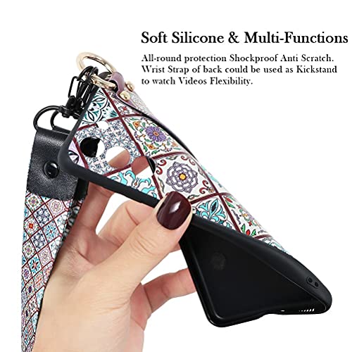 Yoedge Wristband Funda para Samsung Galaxy A50 / A30S 6,4 Carcasa con Collar, suave correa de muñeca soporte contraportada TPU Siliconae Patrón Antigolpes Protector Samsung Galaxy A30S / A50s, púrpura