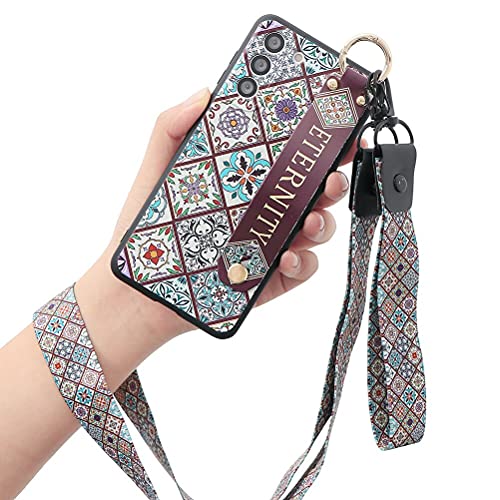 Yoedge Wristband Funda para Samsung Galaxy A50 / A30S 6,4 Carcasa con Collar, suave correa de muñeca soporte contraportada TPU Siliconae Patrón Antigolpes Protector Samsung Galaxy A30S / A50s, púrpura