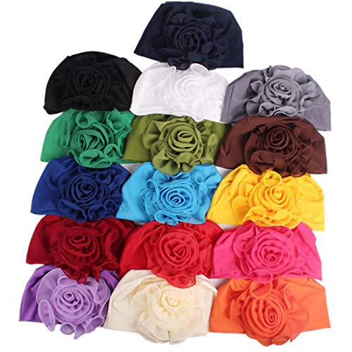 YONKINY Turbante Checo Para Mujer Gorro Quimio Con Flor Cómodo Tejido De Bambu Headwear Sombrero Cancer (Naranja)