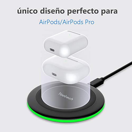 yootech Cargador Inalámbrico Rápido,7.5W para iPhone 13/13Pro/13Mini/13ProMax/12/12Mini/12Pro/12ProMax/SE2020/11/11Pro/11ProMAX/XS MAX/XR/XS/X,10W para Galaxy S21/S20/S10E/S9,Note 10/9/8,AirPods Pro