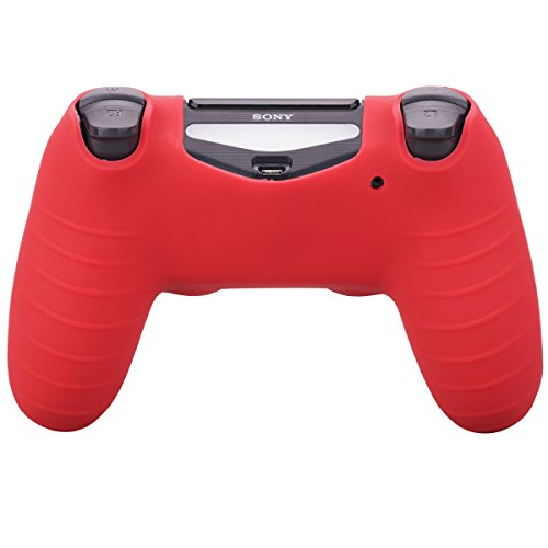 YoRHa Transferencia de Agua Camuflaje de impresión Silicona Caso Piel Fundas Protectores Cubierta para Sony PS4/slim/Pro Mando x 1 (Rojo) con Pro los puños Pulgar Thumb gripsx 8