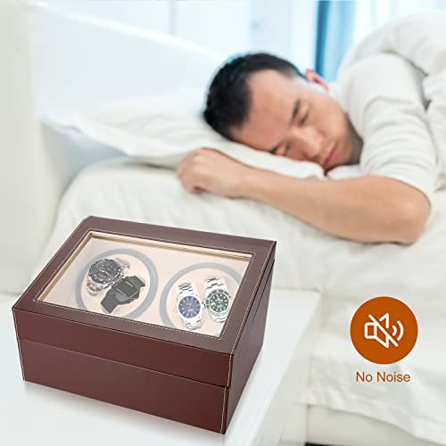 Yosoo Health Gear Caja Giratoria para Relojes, Enrollador Automático de Relojes, Enrollador de Relojes Automático Giratorio para 4 Relojes Automáticos 6 Vitrina de Almacenamiento de Relojes