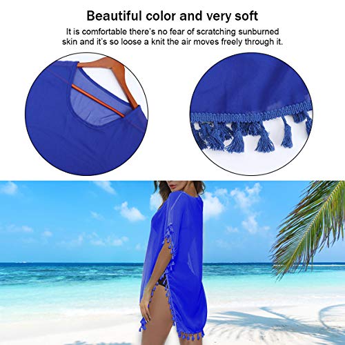 YouGa Mujer cubretrajes – Cubre disfraz de mujer playa de playa cubre bañador mujer Cover Up gasa napa túnica traje de baño túnica verano vestido de playa entero para mujer, turquesa, Talla única