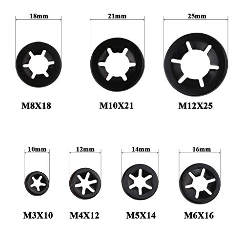 YouU 200 Piezas 7 Tamaños Arandelas para Sujeción Acero con Cierre de Estrella con Caja de Almacenamiento