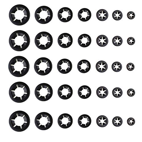 YouU 200 Piezas 7 Tamaños Arandelas para Sujeción Acero con Cierre de Estrella con Caja de Almacenamiento