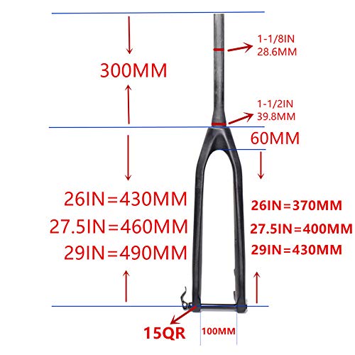 YSHUAI Horquilla para Bicicleta Horquilla de Bicicleta de Fibra de Carbono rígida cónica, Freno de Disco para Bicicleta 26 ER / 27.5ER / 29 ER Pulgadas Horquilla de suspensión MTB,Straight,26 Inch