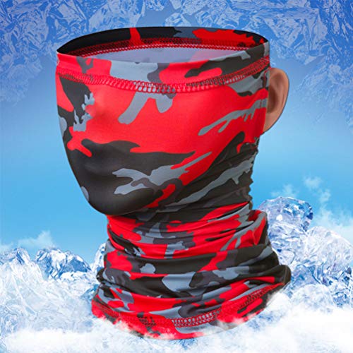 YuanDian Multifuncional Bandana Bufanda Pañuelos Cabeza Cinta Braga Cuello Tubular Deportiva Bicicleta Moto Pañoleta Pasamontaña Balaclava A Prueba de Polvo/Viento/UV Montaje Oreja Camo Rojo