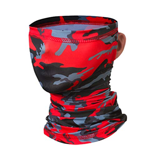 YuanDian Multifuncional Bandana Bufanda Pañuelos Cabeza Cinta Braga Cuello Tubular Deportiva Bicicleta Moto Pañoleta Pasamontaña Balaclava A Prueba de Polvo/Viento/UV Montaje Oreja Camo Rojo