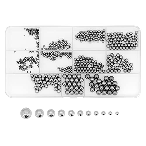 Yuhtech Rodamientos de Bolas de Acero, 510 Piezas 11 Tamaño Bolas de Acero 2-8mm Bolas de Acero de Metal Rodamientos de Bolas de Acero Inoxidable Bolas de Rodamiento Acero