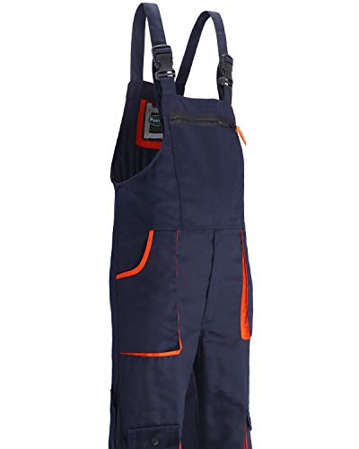 yukirtiq Hombre Pantalones de Trabajo Polialgodón Resistente Mono de Trabajo Ropa Peto de Trabajo Hombre Bolsillos Multiusos, Azul Marino, XXL