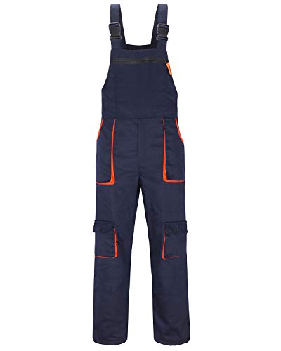 yukirtiq Hombre Pantalones de Trabajo Polialgodón Resistente Mono de Trabajo Ropa Peto de Trabajo Hombre Bolsillos Multiusos, Azul Marino, XXL