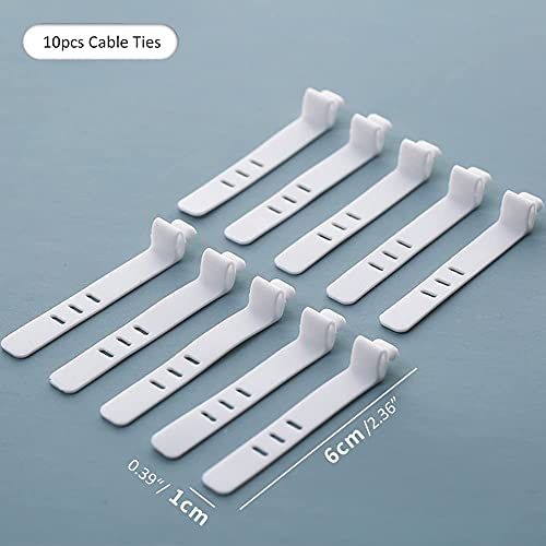 YunNasi Organizador de cables con 10 bridas de cables caja de gestión de cables caja de almacenamiento para encimera organizador de escritorio de plástico transparente (L con tapa)
