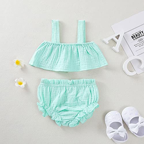 YWLINK Mono De Bebe Verano NiñAs Camiseta Sin Mangas Tapa De La Honda De Lino De Traje De Rastreo+Pantalones Cortos De Color Liso Moda Casual Lindo Vestido Bautizo Ropa De Bebe Regalo De CumpleañOs