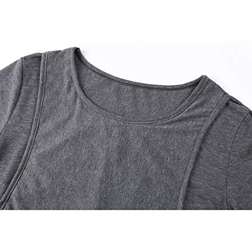 YWLINK Ocio Y Confort Verano Color SóLido Cuello Redondo Mujeres Maternidad Manga Corta Lactancia Bebé Lactancia Camiseta Embarazadas Tops Gris Rojo S-XXL