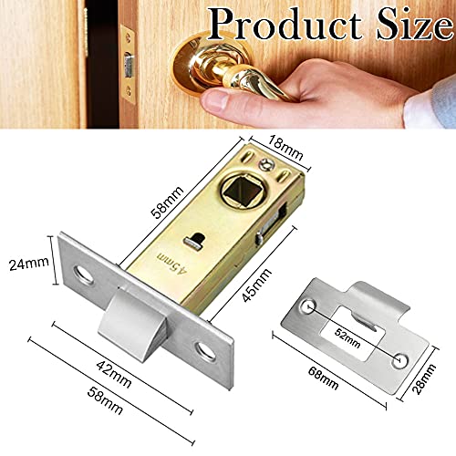 ZACUDA 5 PCS Cerradura de Embutir con Tornillos Pestillo Tubular Puerta Interior Cerradura de Puerta Cerrojo Tubular Pestillo para Cerradura Tubular 45 mm Cerradura para Enhebrar para Puertas