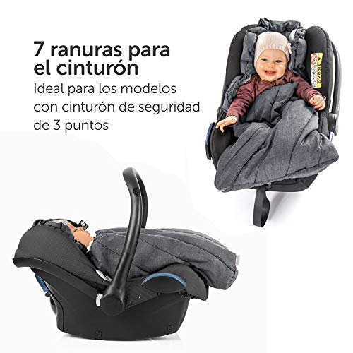 Zamboo Saco Grupo 0 Universal DELUXE - Saco Capazo Bebe Invierno con forro polar térmico - Saco Cuco bebe con capucha tipo momia y bolsa (gris)