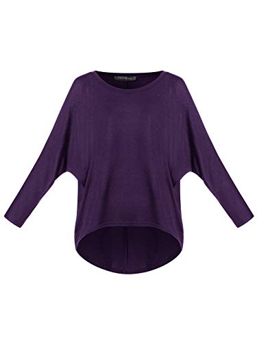 ZANZEA Mujeres Sexy Suelto Sólido Irregular Manga Larga Baggy Jumper Casual Tops Blusa Camiseta 01-púrpura L