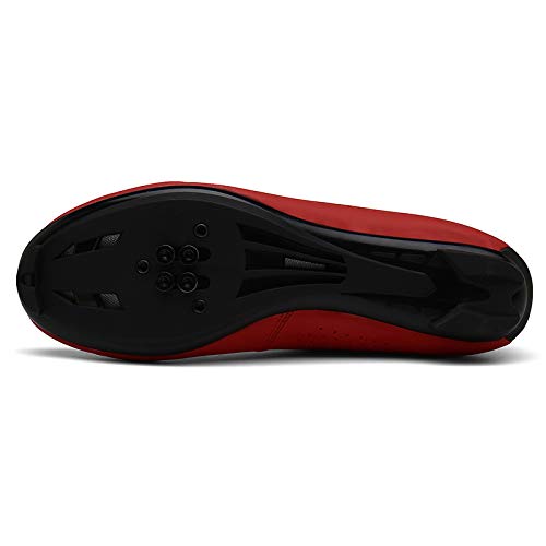 Zapatilla de Ciclismo Profesional Hombre Mujer Zapatos de Ciclismo de Antideslizantes SPD/SPD-SL Lock System para Bicicleta de Montaña/Carretera con Estilo de Encaje rápido Giratorio Rojo 41 EU