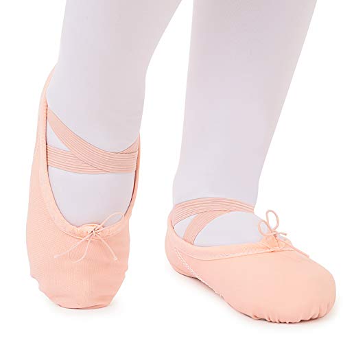 Zapatillas de Ballet Danza Canvas para Niña y Mujer Calzado de Danza Suela Partida de Cuero Tallas 24