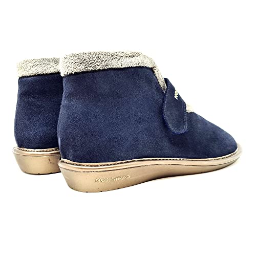 Zapatillas de casa Nordikas Invierno comodas de Mujer Made In Spain afelpado azul marino cerrado