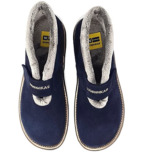 Zapatillas de casa Nordikas Invierno comodas de Mujer Made In Spain afelpado azul marino cerrado