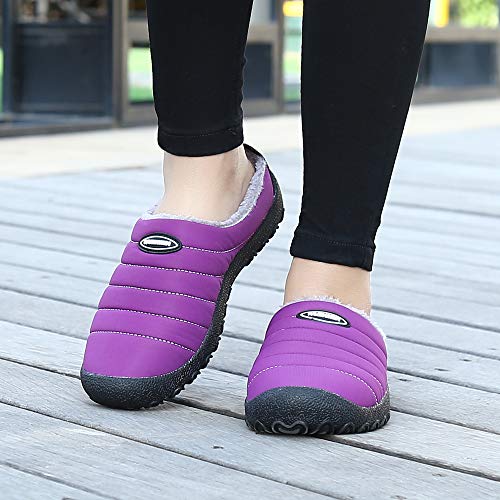Zapatillas de Casa para Mujer Invierno Interior Exterior Antideslizantes Slippers,Morado,40