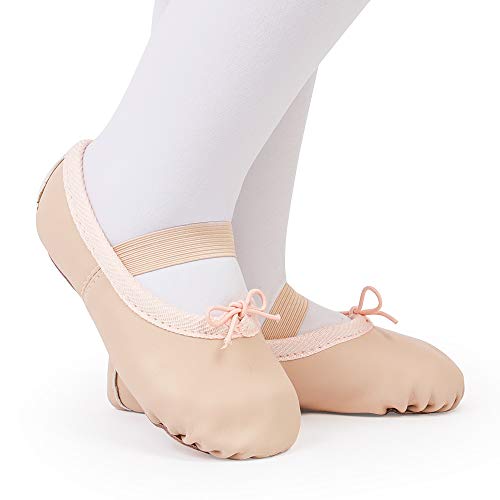 Zapatillas de Danza Cuero Zapatos de Ballet y Gimnasia Baile para Niña y Mujer Beige 31