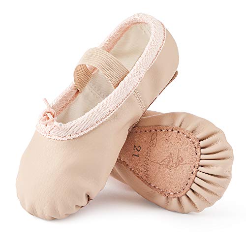 Zapatillas de Danza Cuero Zapatos de Ballet y Gimnasia Baile para Niña y Mujer Beige 31