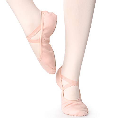 Zapatillas de Danza Elástico Media Punta Zapatos de Ballet Baile Suela Partida de Cuero para Niñas y Mujer 39